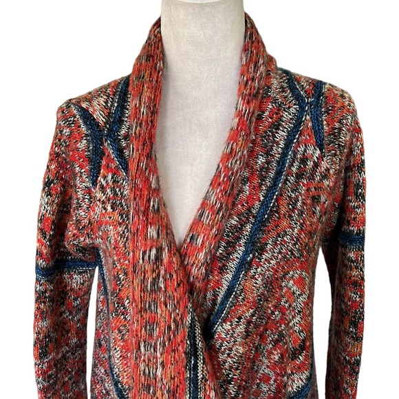 Anthropologie Yellow Bird Cascade Chunky Knit Asymmetrical Draped Cardigan - S - Picture 2 of 12